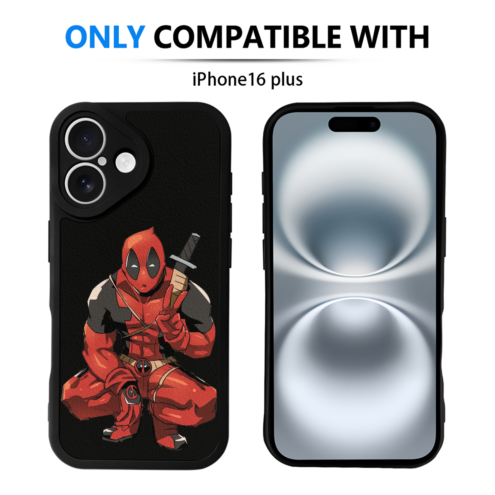（画像用） Deadpool デッドプール 【iPhone 16シリーズ対応】シリコンスマホケース（レザー調） 材質：シリコン